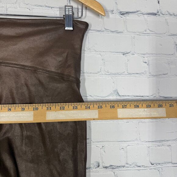 Spanx Ready to Wow Faux Leather Legging Women Large Brown High Waist Shaping - Picture 7 of 15